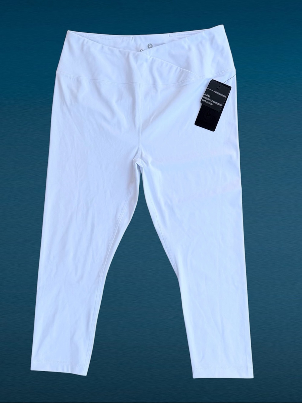 90 Degree White Wonderlink High-Rise Crossover Waistband Capri Leggings XXL - Picture 1 of 6